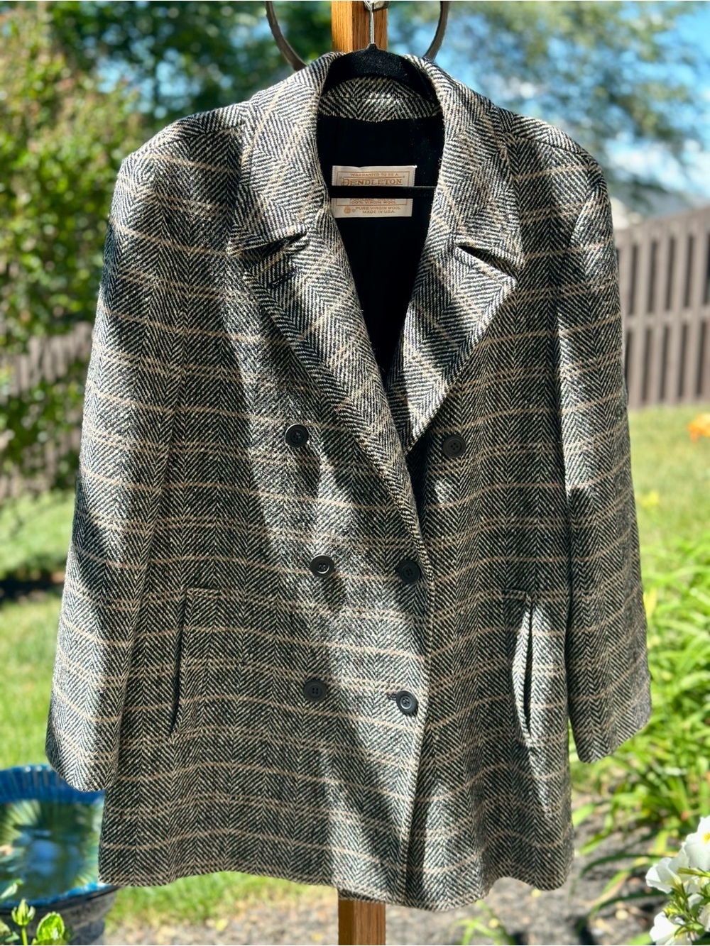 Vintage Pendleton Pure Virgin Wool Double Breasted Coat Size Pea Coat 18 USA